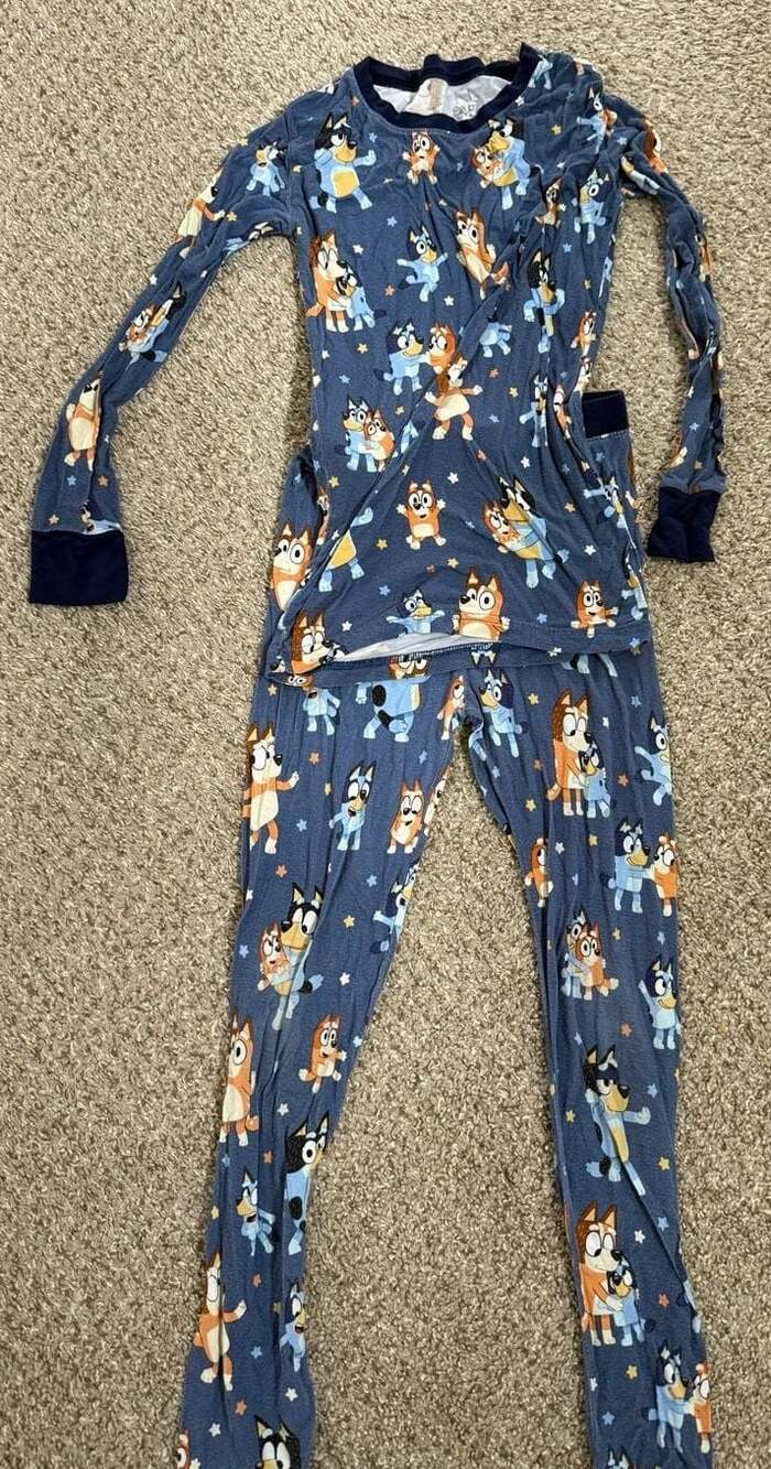 Little Sleepies Bluey Dance Mode Bamboo Viscose Two-Piece Pajama Set Size 7/8